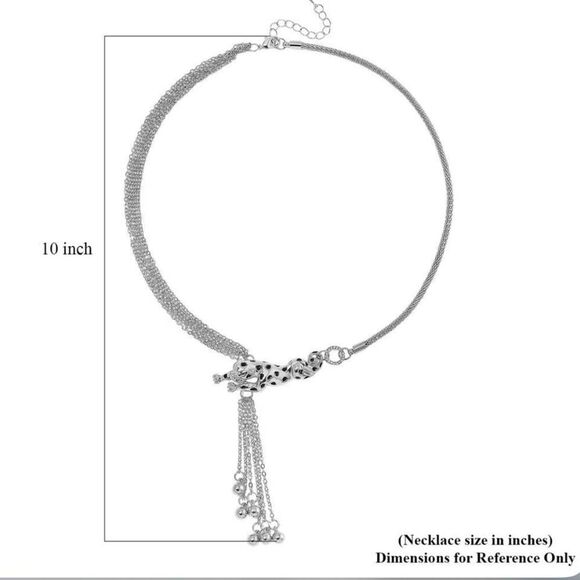 White Austrian Crystal Leapord Adjustable Necklace New - Picture 5 of 5